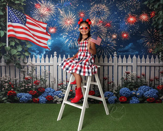 Kate Fireworks American Flag Printed Backdrop Designed by Emetselch
