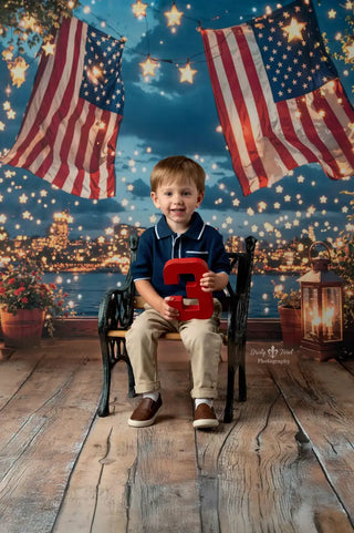 Kate Independence Day Flag Starry Night Printed Backdrop Designed by Emetselch