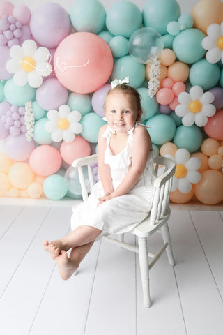 Kate Pastel Daisies Balloon Wall Flower Printed Backdrop Designed by Ashley Paul