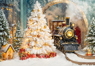 Fondo de Regalos del Tren Polar del Árbol de Navidad Diseñado por Emetselch