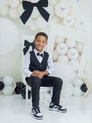 Kate Cake Smash Fashion Bow Black White Printed Backdrop Designed by Patty Roberts