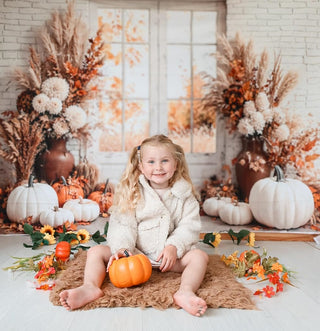Kate Fall Cozy Pumpkin Floral Window Printed Backdrop Designed by Emetselch