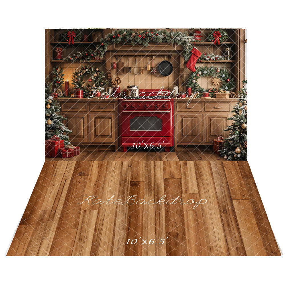 Cozy Rustic Holiday Kitchen Backdrop