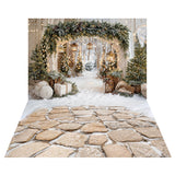 Kate Christmas Arch Garland Snow Trees Printed Backdrop Designed by Emetselch
