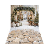 Kate Christmas Arch Garland Snow Trees Printed Backdrop Designed by Emetselch