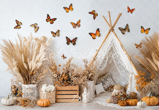 Kate Fall Boho Butterfly Teepee Cozy Printed Backdrop Designed by Emetselch