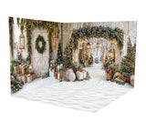 Kate Christmas Arch Garland Snow Trees Printed Backdrop Designed by Emetselch
