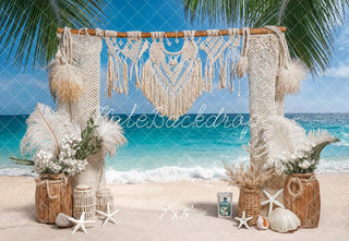 Kate Beach Summer Boho Macrame Arch Printed Backdrop Designed by Emetselch