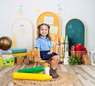Kate Back to School Let's Learn Arch Book Printed Backdrop Designed by Patty Roberts