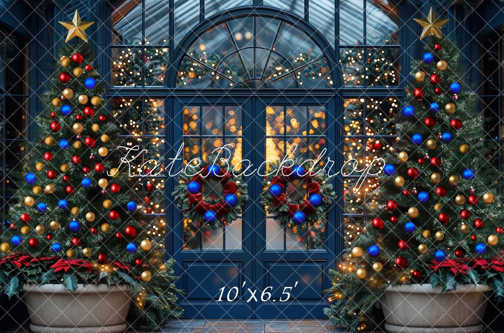 Kate Christmas Tree Greenhouse Wreath Lights Backdrop Designed by Mini MakeBelieve