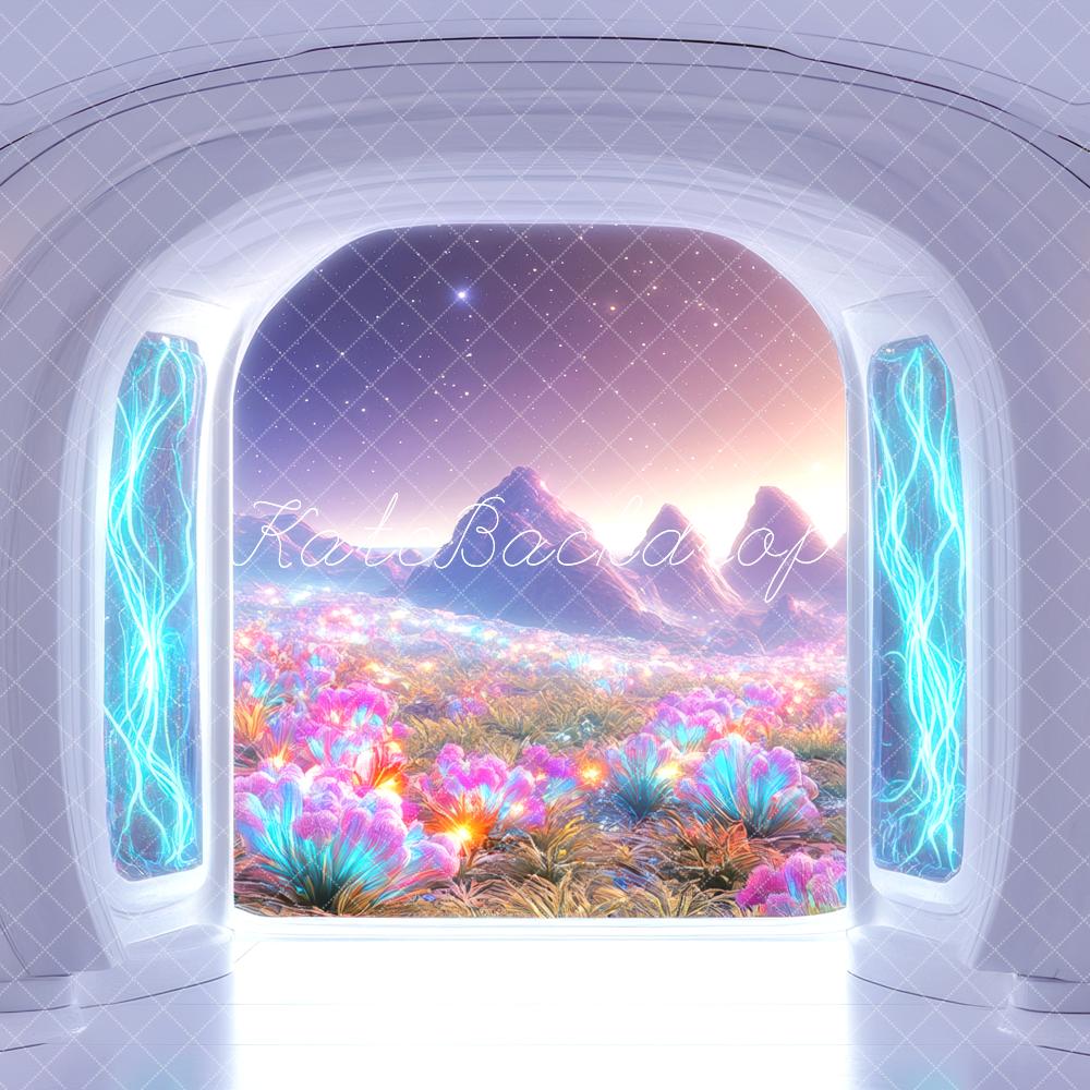 Kate Futuristic Fantasy Alien World Floral Backdrop Designed by Mini MakeBelieve