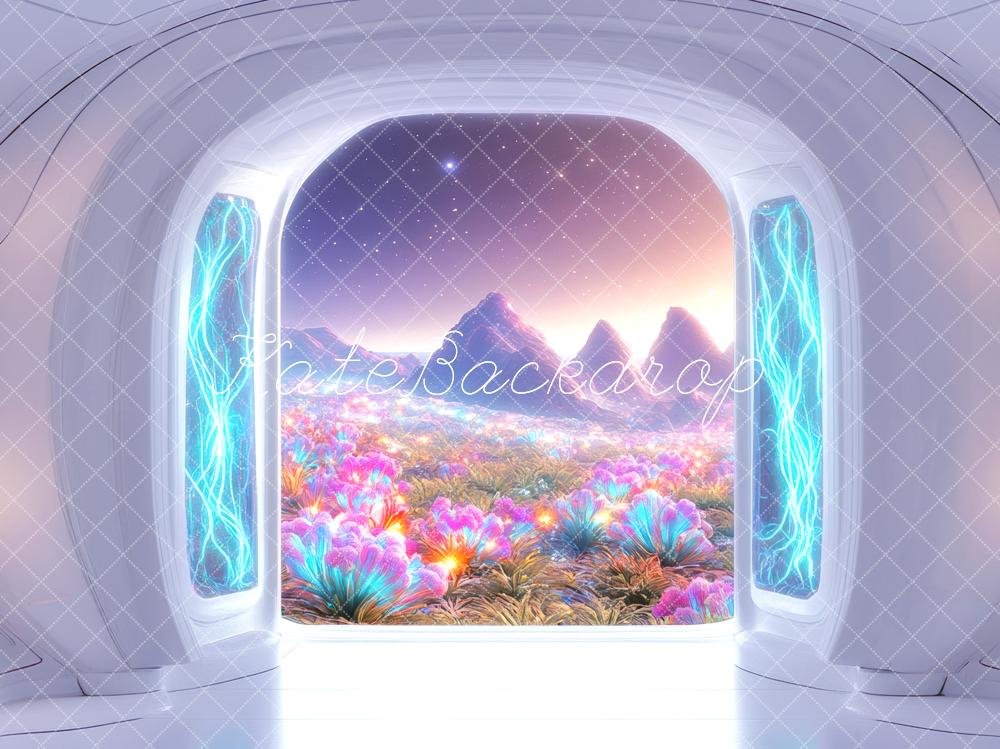 Kate Futuristic Fantasy Alien World Floral Backdrop Designed by Mini MakeBelieve