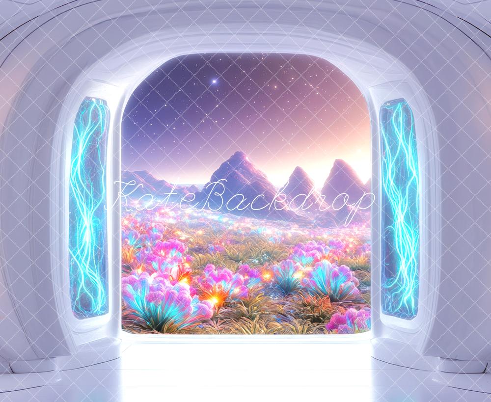 Kate Futuristic Fantasy Alien World Floral Backdrop Designed by Mini MakeBelieve