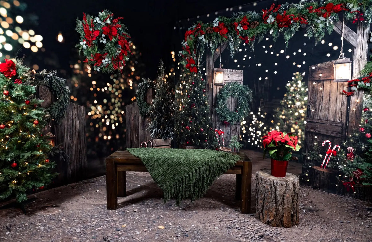 Kate Christmas Tree Rustic Barn Door Wooden Room Set