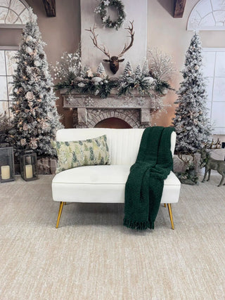 Kate Christmas Rustic Fireplace Antlers Snowy Trees Candles Printed Backdrop Designed by Emetselch
