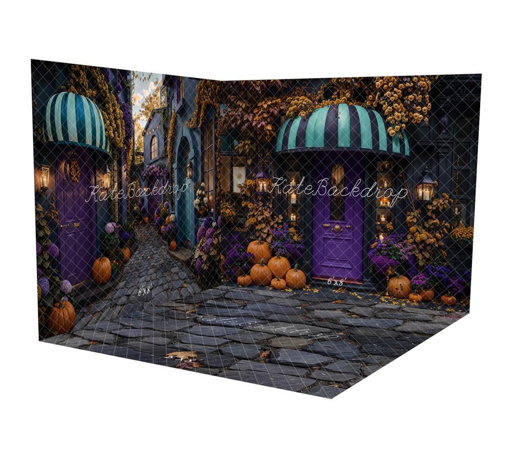 Kate Halloween Purple Door Pumpkins Flowers Awning Room Set