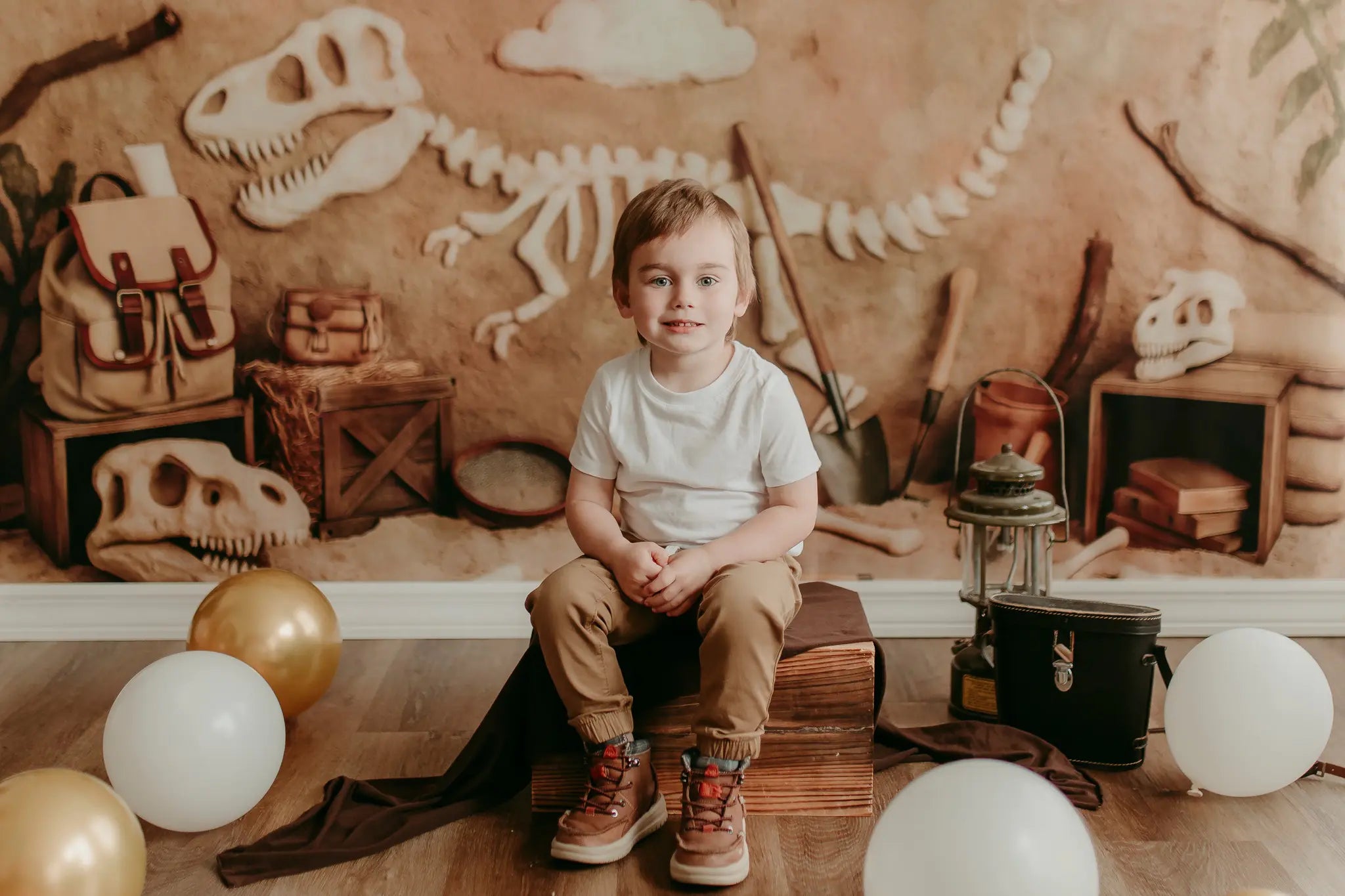 Kate Cake Smash Archaeology Dinosaur Fossil Printed Backdrop Designed by Patty Roberts