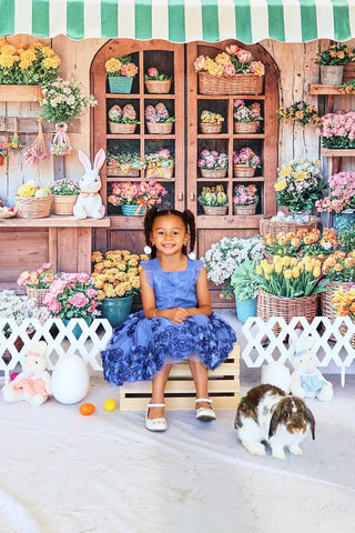 Kate Easter Bunny Flower Shop Baskets Eggs Printed Backdrop Designed by Emetselch