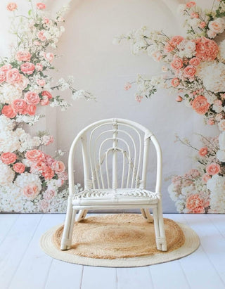 Kate Spring Flower Arch White Cream Peach Flowers Printed Backdrop Designed by Emetselch