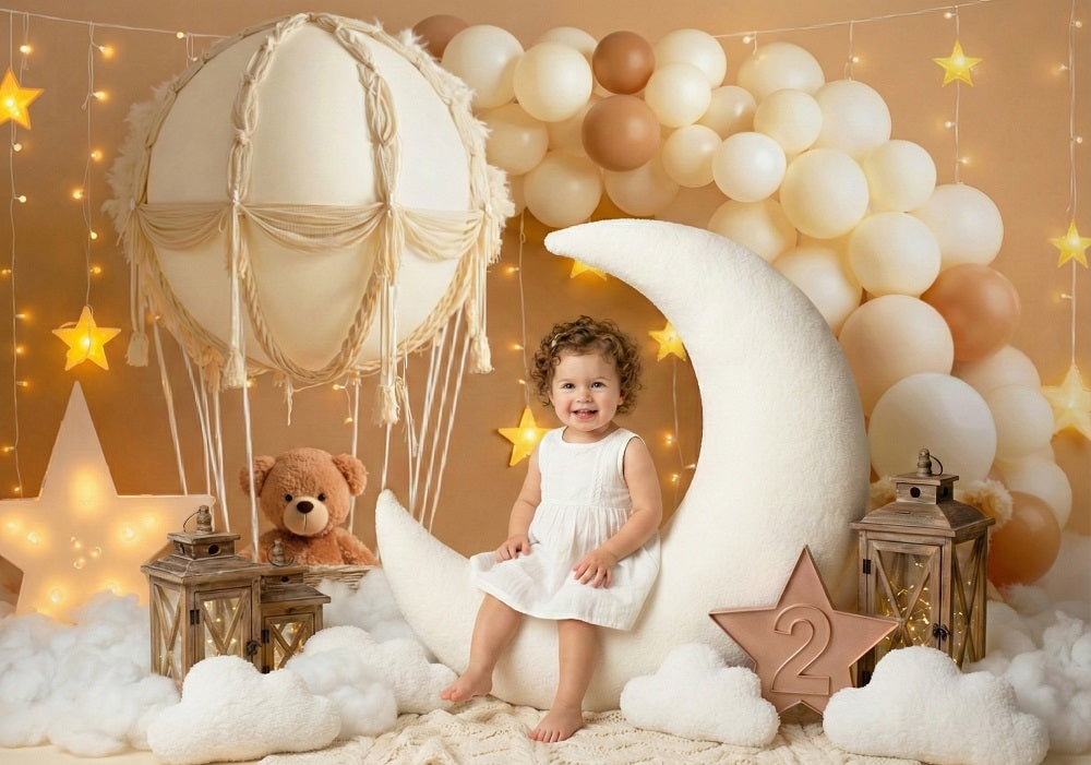 SALE Kate Cake Smash Hot Air Balloon Teddy Bears Star Balloons Backdrop Designed by Emetselch
