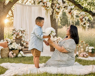 Kate Flower Arch Cream Floral Rustic Wedding Decor Printed Backdrop Designed by Mini MakeBelieve