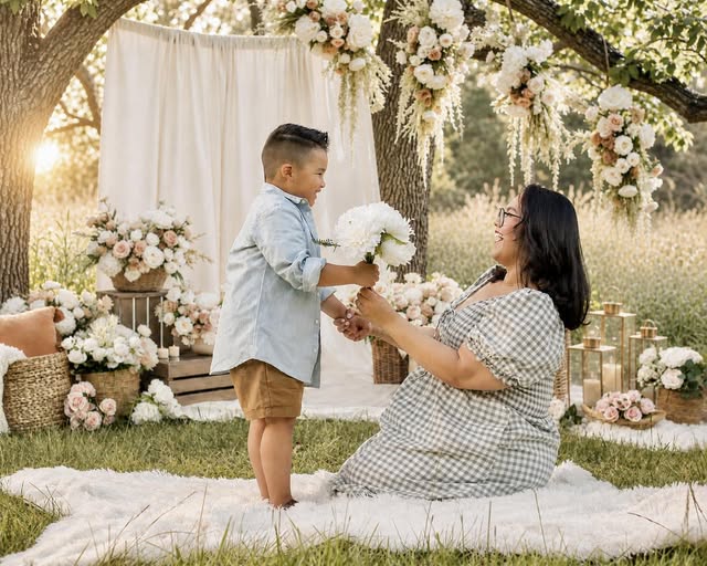 Kate Flower Arch Cream Floral Rustic Wedding Decor Printed Backdrop Designed by Mini MakeBelieve