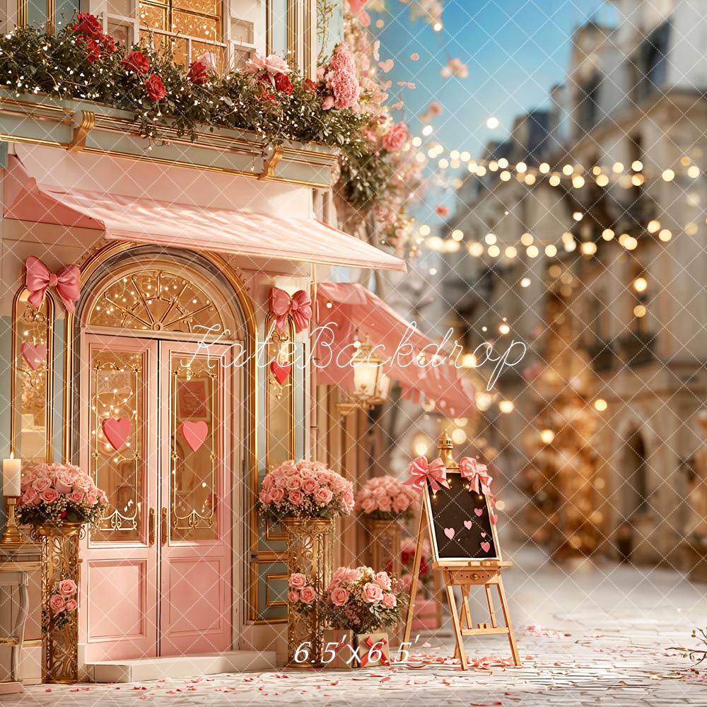 Kate Valentine's Day Café Pink Roses Backdrop Designed by Emetselch