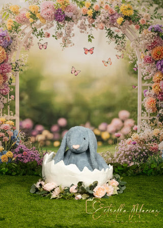 Kate Spring Flower Arch Garden Butterflies Printed Backdrop Designed by Emetselch
