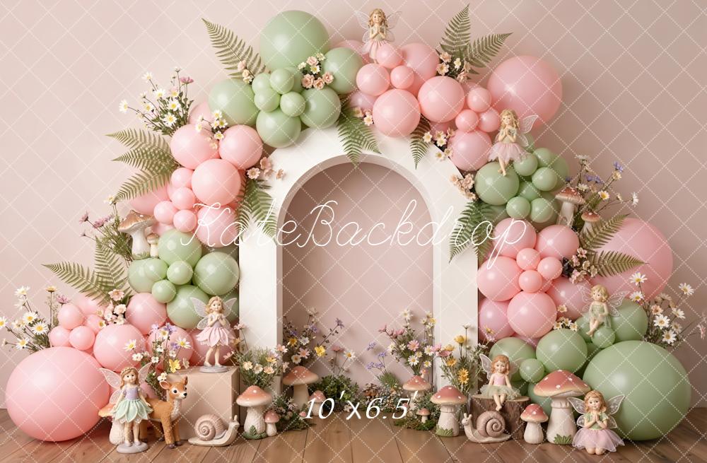 Kate Cake Smash Fairy Fantasy Balloon Arch Mushroom ONE Letters Printed Backdrop Designed by Emetselch