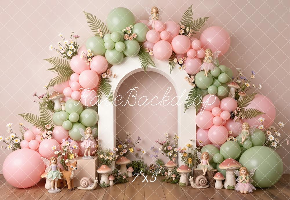 Kate Cake Smash Fairy Fantasy Balloon Arch Mushroom ONE Letters Printed Backdrop Designed by Emetselch