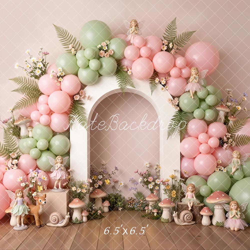 Kate Cake Smash Fairy Fantasy Balloon Arch Mushroom ONE Letters Printed Backdrop Designed by Emetselch