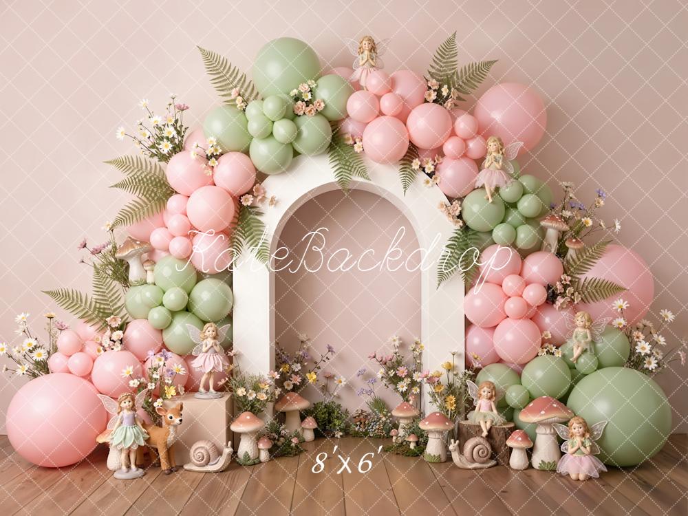 Kate Cake Smash Fairy Fantasy Balloon Arch Mushroom ONE Letters Printed Backdrop Designed by Emetselch