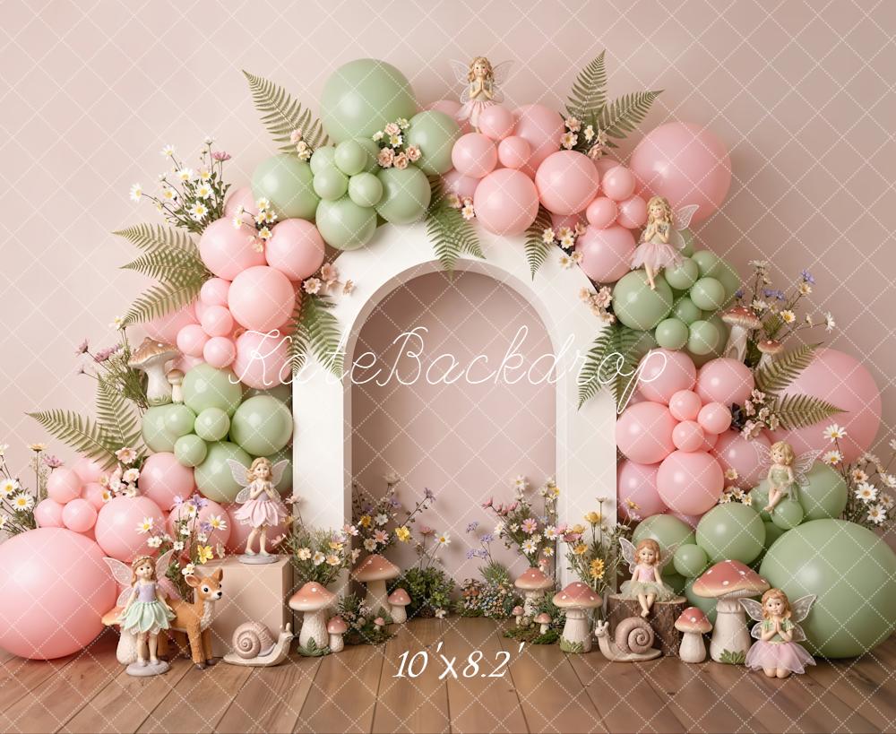 Kate Cake Smash Fairy Fantasy Balloon Arch Mushroom ONE Letters Printed Backdrop Designed by Emetselch