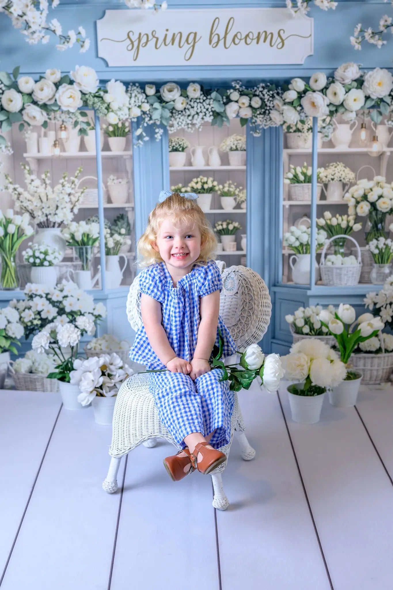Kate Spring Flower Shop White Blossoms Backdrop Designed by Emetselch
