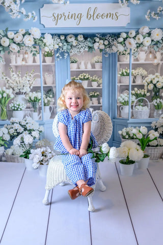 Kate Spring Flower Shop White Blossoms Printed Backdrop Designed by Emetselch
