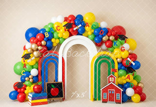 Kate Graduation Colorful Balloon Arch Chalkboard Printed Backdrop Designed by Emetselch