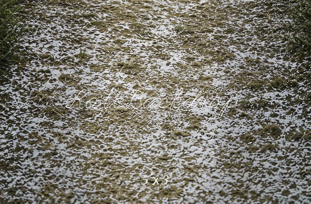 Kate Snowy Ground Dry Grass Floor Printed Backdrop Designed by Emetselch