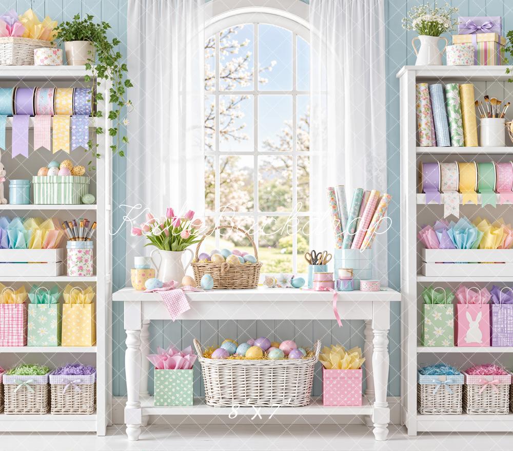 Kate Easter Bunny Pastel Craft Room Shelves Window Matte UV Printed Vinyl Backdrop