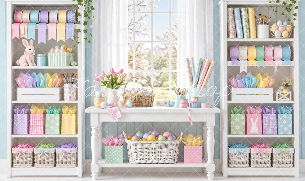 Kate Easter Bunny Pastel Craft Room Shelves Window Matte UV Printed Vinyl Backdrop