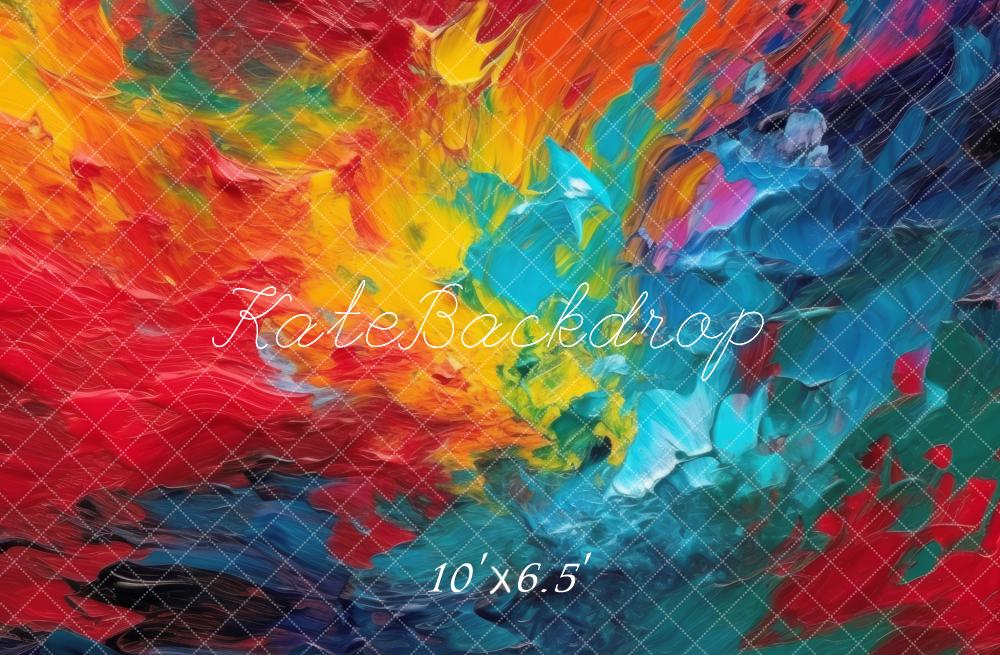 Kate Abstract Rainbow Paint Printed Backdrop Designed by Mandy Ringe Photography