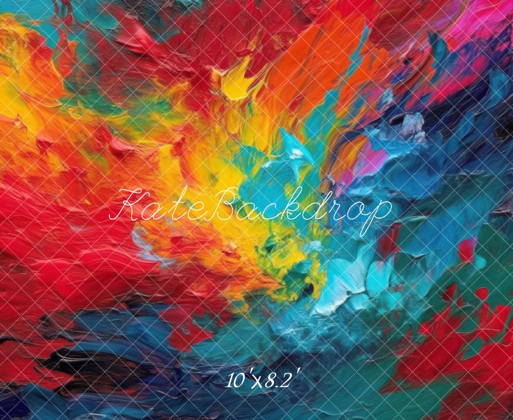 Kate Abstract Rainbow Paint Printed Backdrop Designed by Mandy Ringe Photography