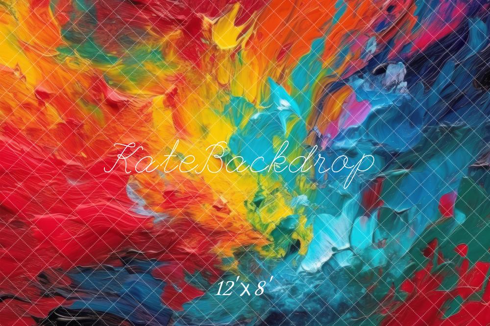 Kate Abstract Rainbow Paint Printed Backdrop Designed by Mandy Ringe Photography