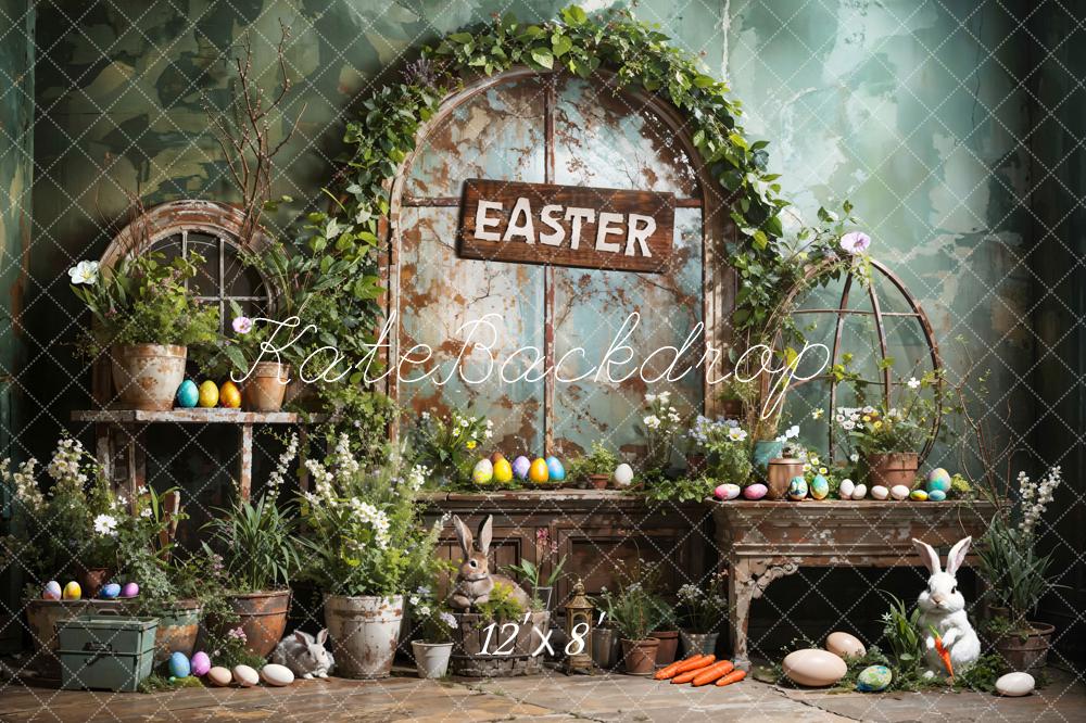 Kate Easter Green Plant Peter Rabbit Fleece Backdrop Designed by Emetselch