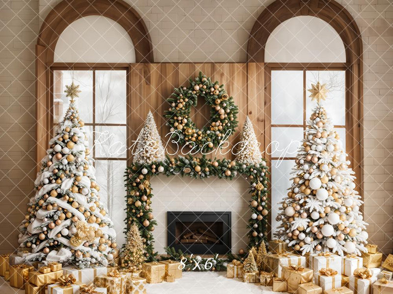 Elegant Gold and White Christmas Backdrop