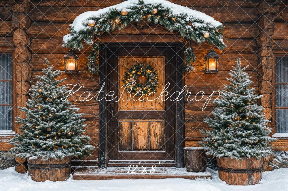 Kate Christmas Tree Cabin Snow Backdrop Designed by Emetselch