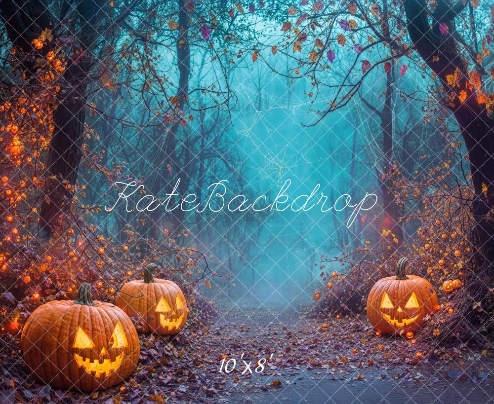 Kate Halloween Pumpkin Lanterns Forest Path Backdrop Designed by Emetselch