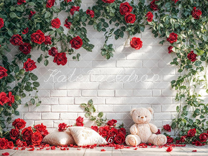 Big Roses Backdrop Romantic Red Rose Garden Backdrop