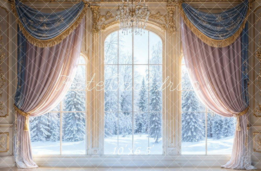 Elegant Winter Ballroom Window Backdrop