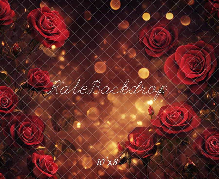 Romantic Red Rose Glow Photography Backdrop