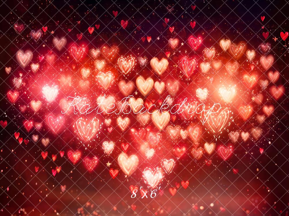 Kate Valentine's Day Y2K Heart Bokeh Red Backdrop Designed by Emetselch